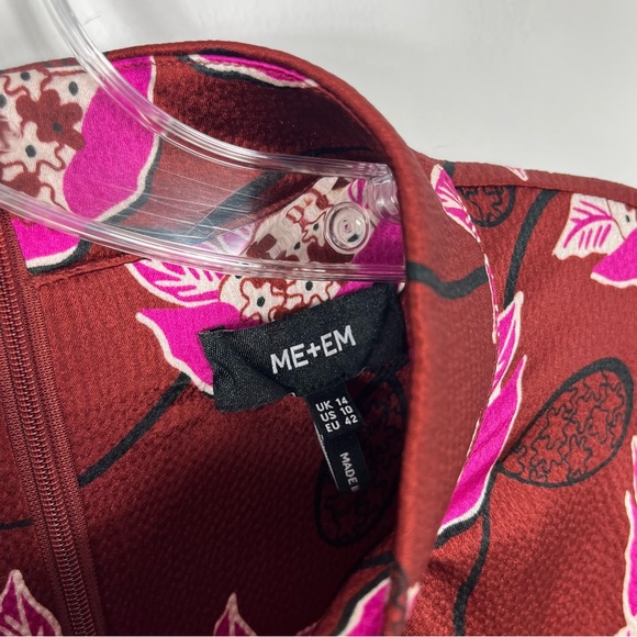 ME+EM Printed Textured Satin Maxi Dress Size 10 Burgundy Waterlily Print - Picture 7 of 12